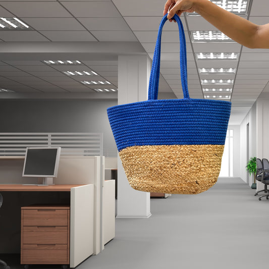 Indigo Jute and Cotton Handbag
