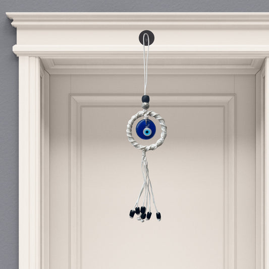 Handmade Macrame Evil Eye Wall Hanging: Boho Home Protection Amulet