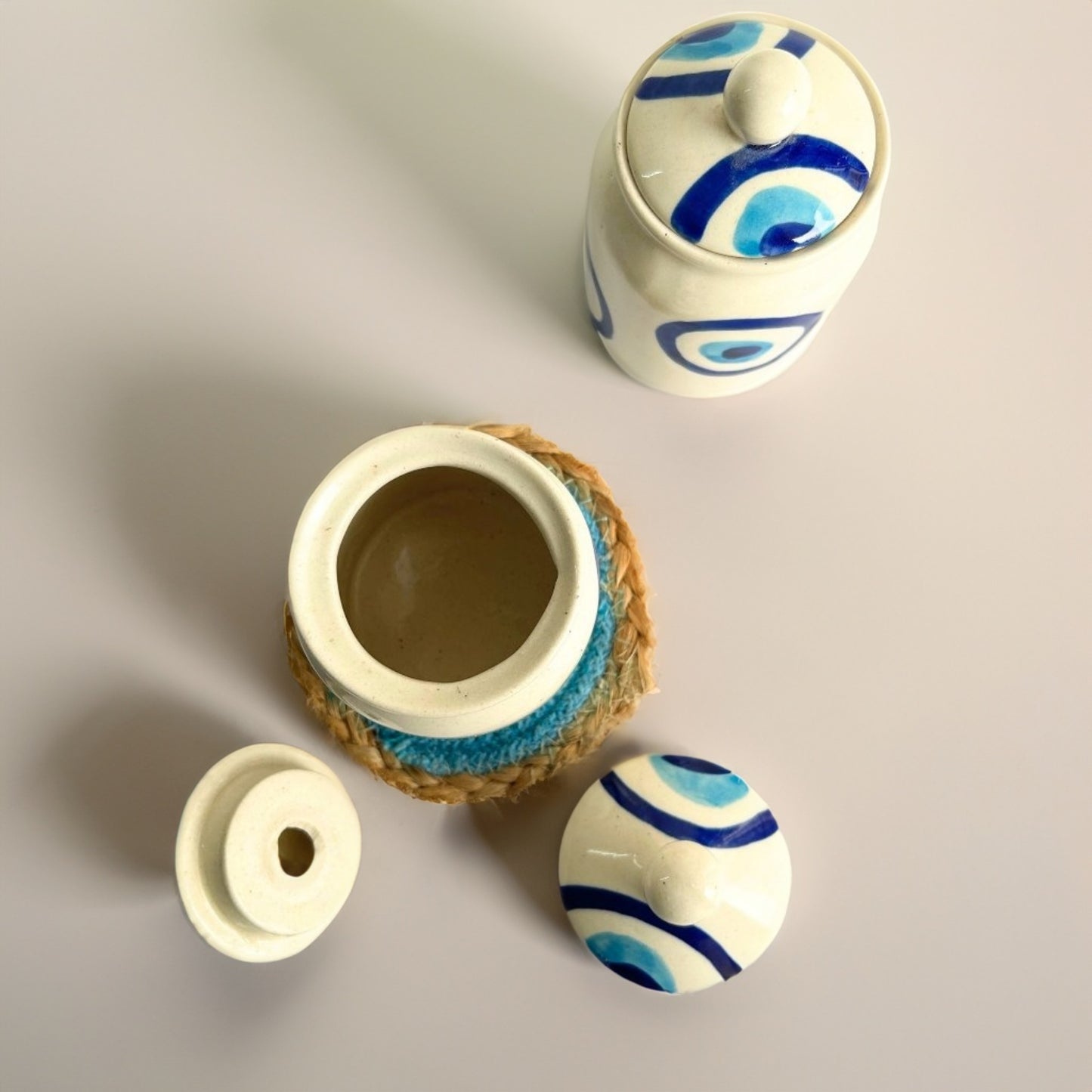 Ceramic Evil Eye Pickle Jar- Set Of 2