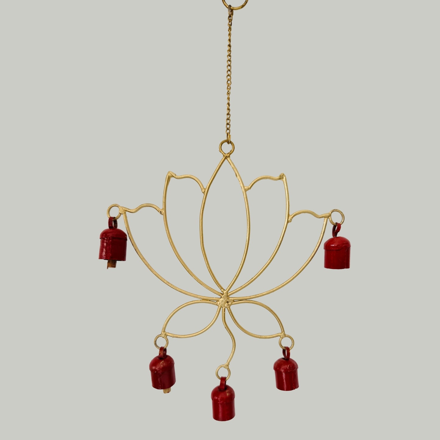 Lotus Copper Bell Wind Chime -Red Bell