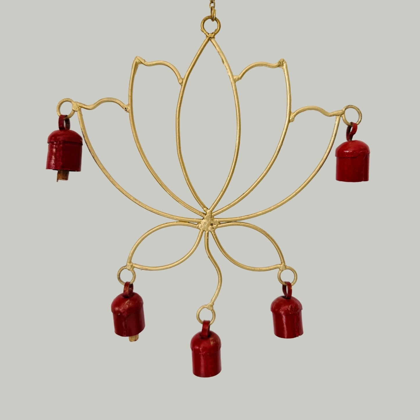 Lotus Copper Bell Wind Chime -Red Bell