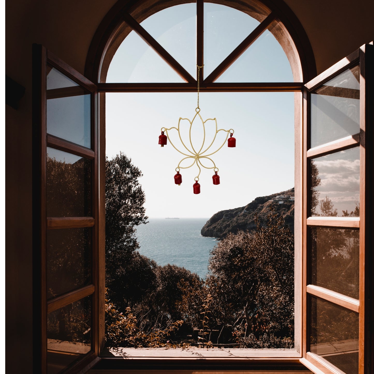 Lotus Copper Bell Wind Chime -Red Bell