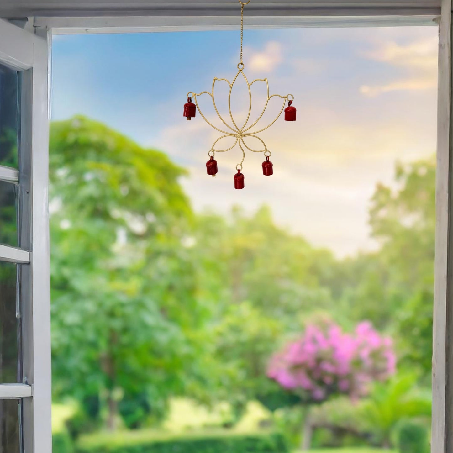 Lotus Copper Bell Wind Chime -Red Bell