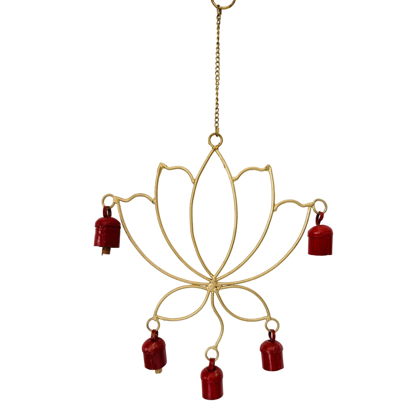 Lotus Copper Bell Wind Chime -Red Bell