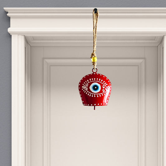 Designer Evil Eye Bell for Wall Decor - Red (Small)