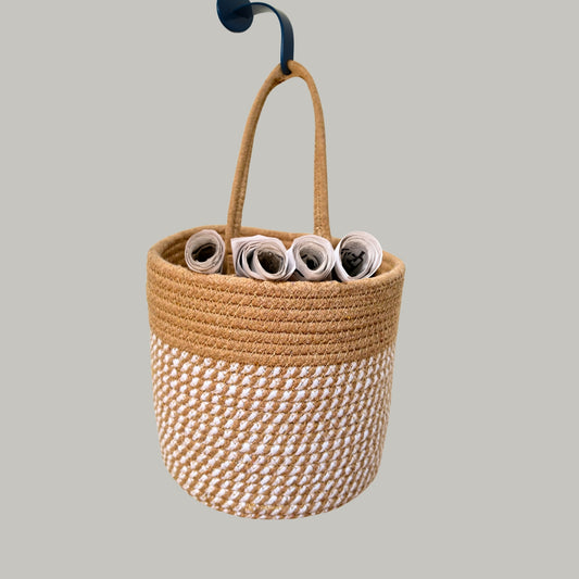 Wall Hanging Storage Basket-  White & Beige - jasmeyhomes