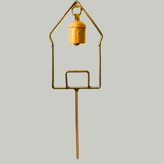 House Metal (pack of 2) Garden Stake with Bell For Garden Decor - Yellow