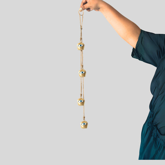 Boho Golden Evil Eye Wall Hanging Bell