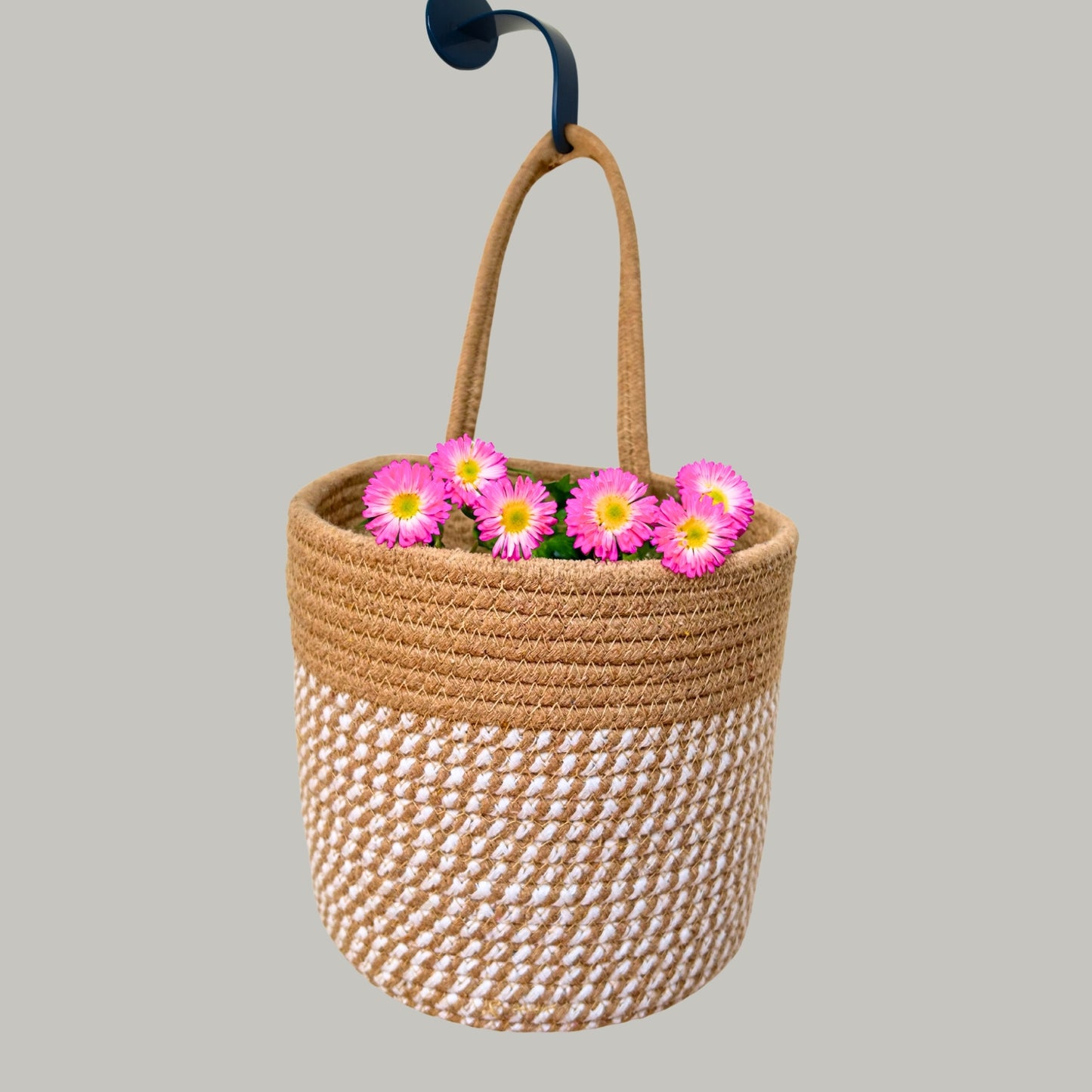 Wall Hanging Storage Basket- Set of 2 - White & Black (Combo) - jasmeyhomes