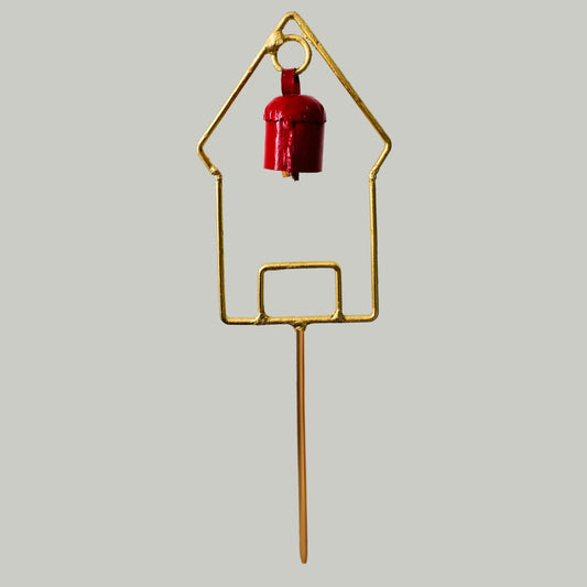House Metal (pack of 2) Garden Stake with Bell For Garden Decor -  Red