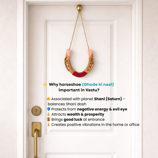 Metal Horseshoe ( Ghode Ki Naal ) to Protect Your Home/Office from Evil Eyes - Red