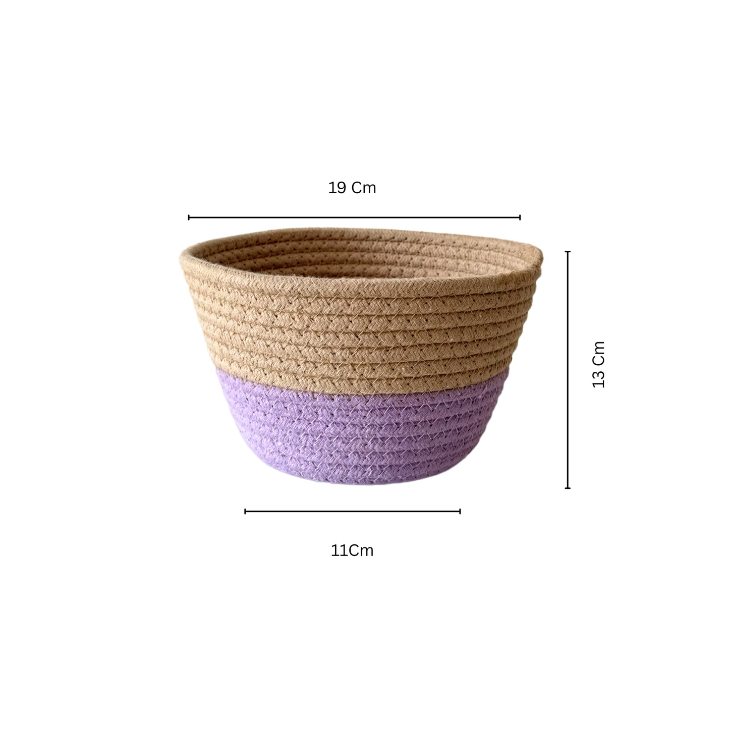 Bloom & Glow Cotton Tokri Set( Yellow & Lavender)| Set Of 2 Organiser
