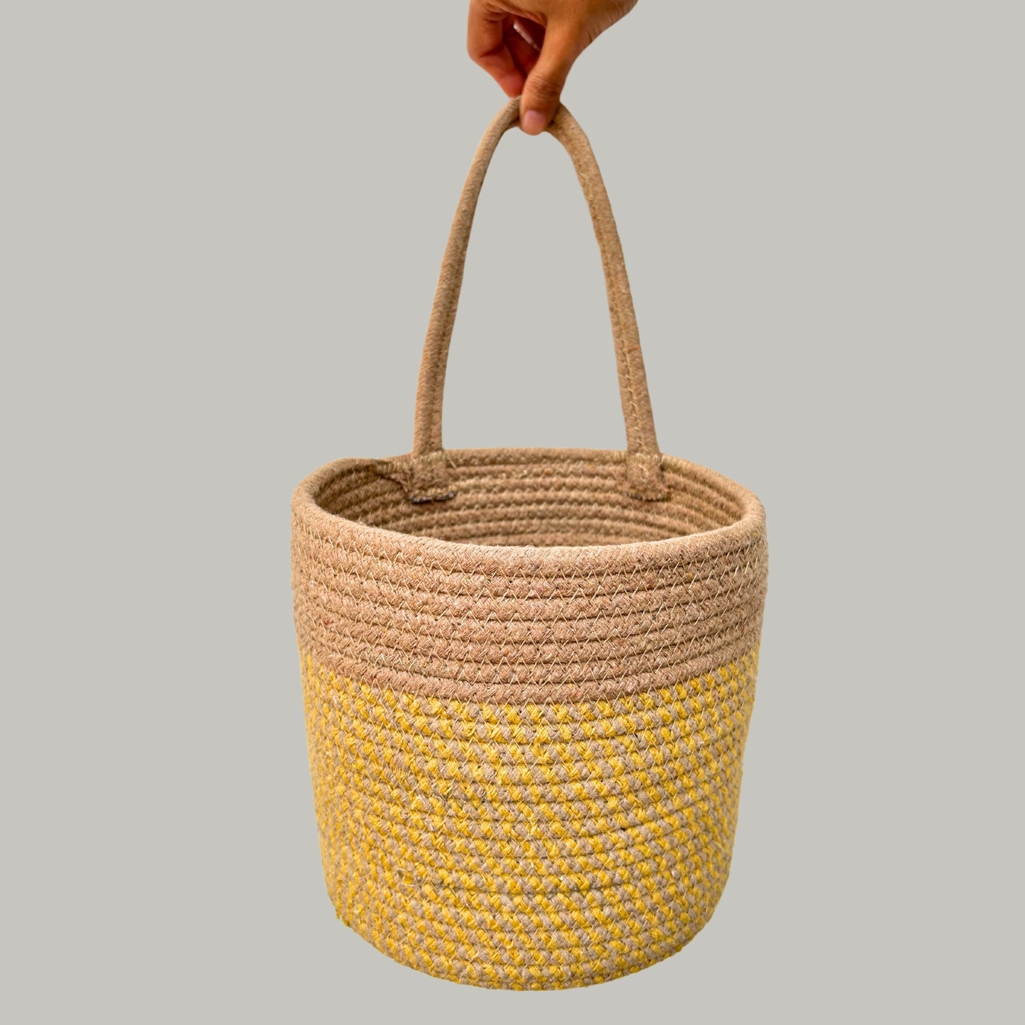 Wall Hanging Storage Basket - Yellow & Beige - jasmeyhomes
