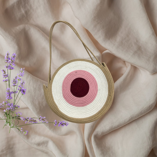 Boho Evil Eye Hand Bag- Pink & Maroon