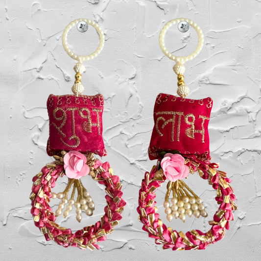Beautiful Handmade Subh Labh Hanging (Pack of 2)-Pink