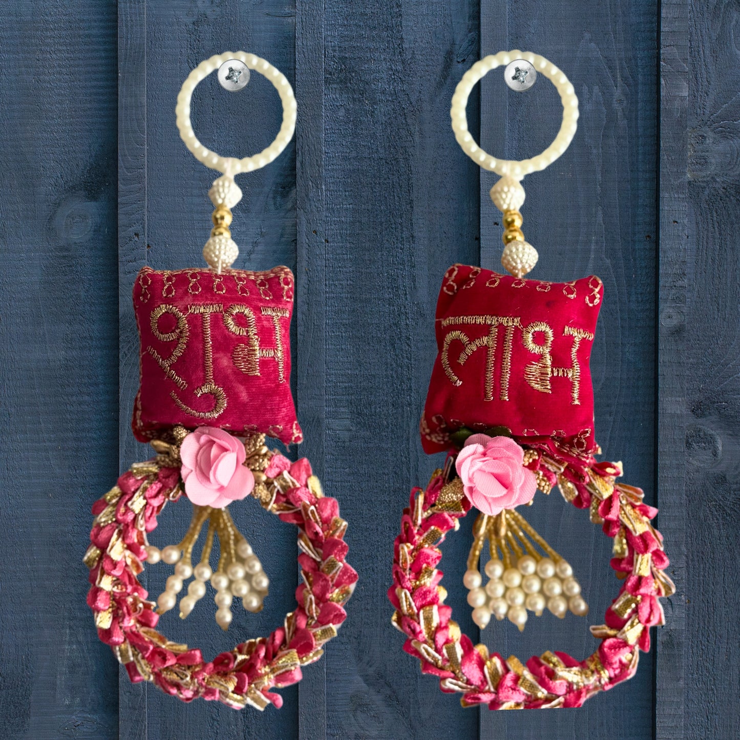 Beautiful Handmade Subh Labh Hanging (Pack of 2)-Pink