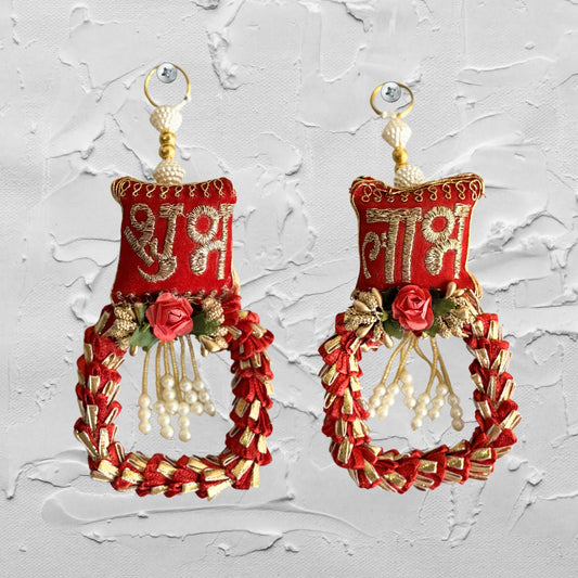 Beautiful Handmade Subh Labh Hanging (Pack of 2)-Red