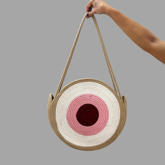 Boho Evil Eye Hand Bag- Pink & Maroon