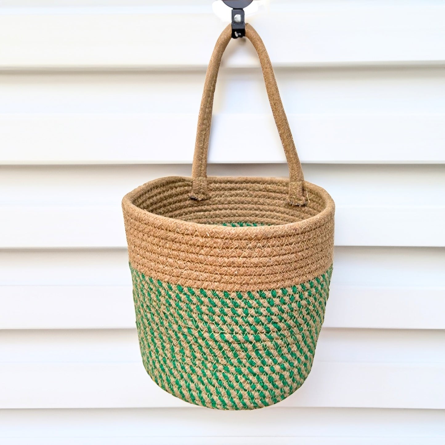 Wall Hanging Storage Basket- Olive & Beige - jasmeyhomes