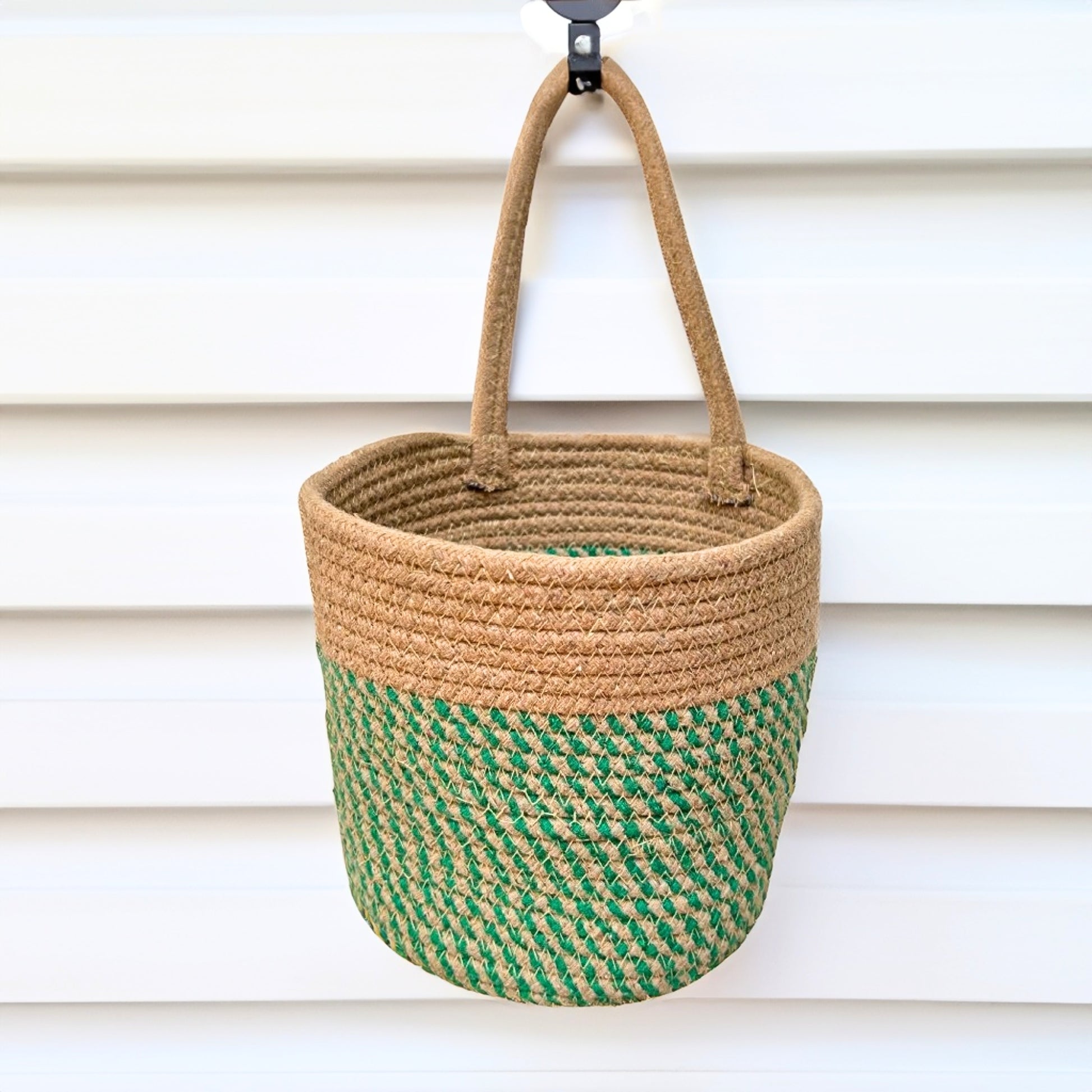 Wall Hanging Storage Basket- Olive & Beige - jasmeyhomes