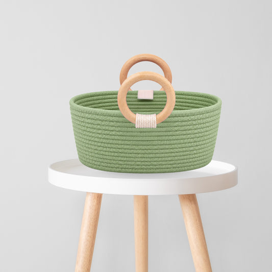 Olive Grace Basket Basket Wooden Ring Rope Basket