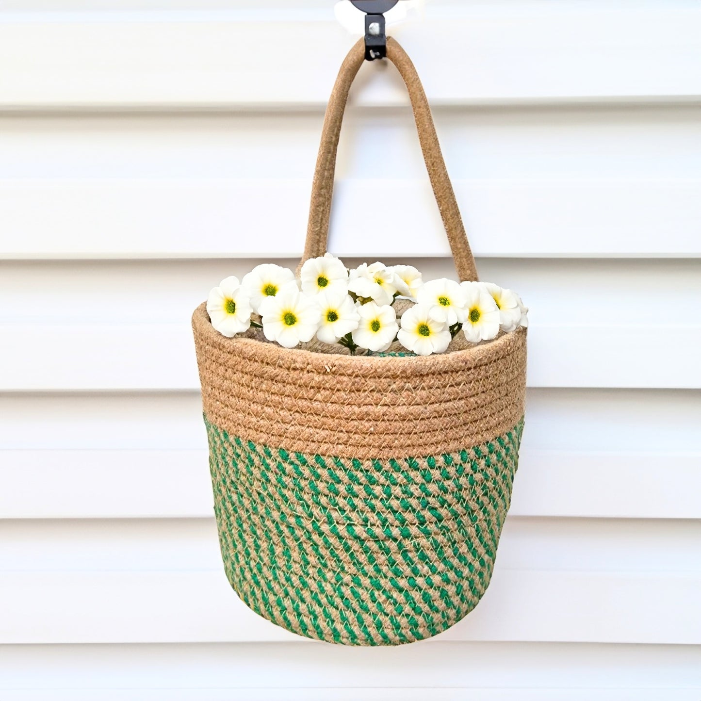 Wall Hanging Storage Basket- Olive & Beige - jasmeyhomes