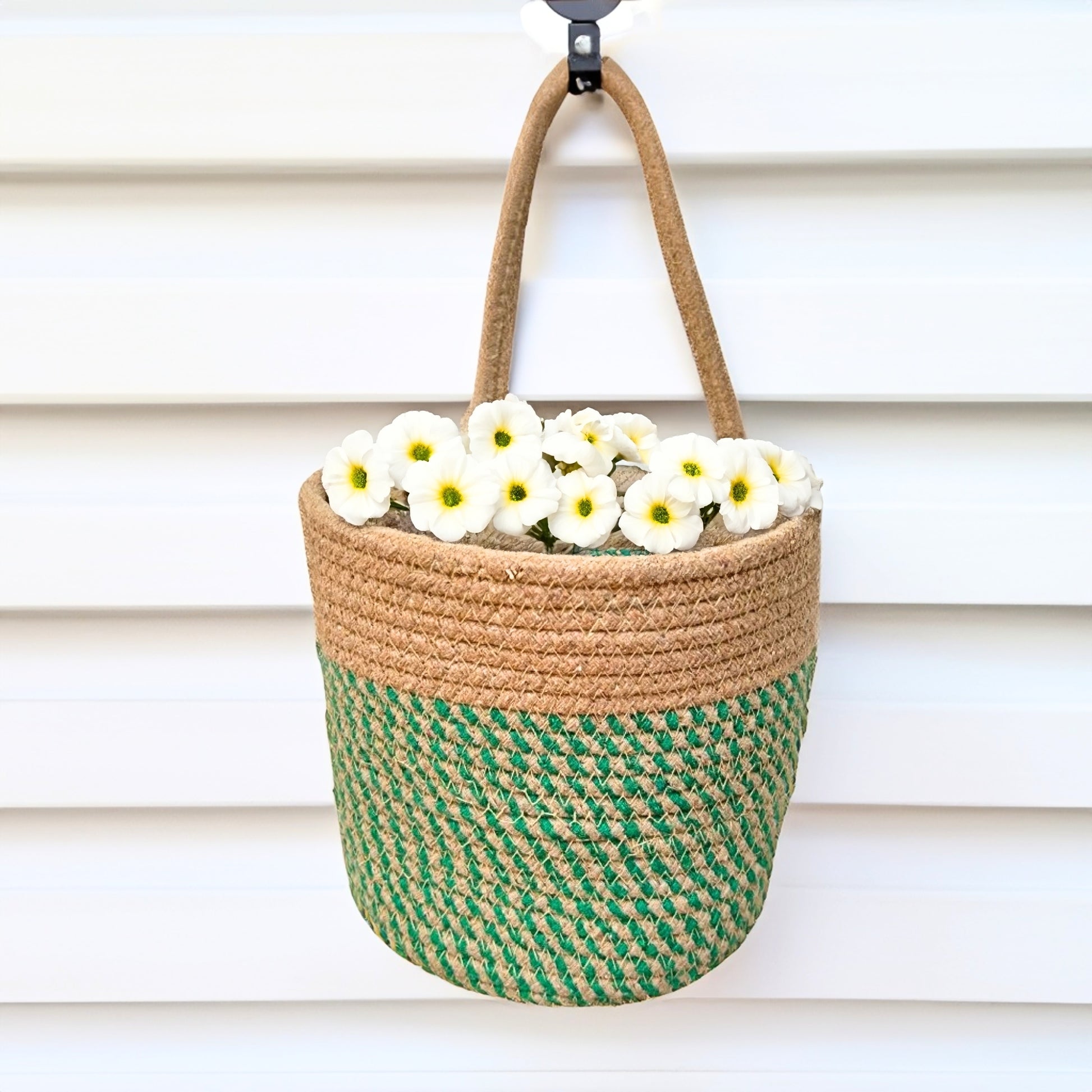 Wall Hanging Storage Basket- Olive & Beige - jasmeyhomes