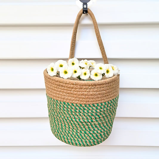 Wall Hanging Storage Basket- Olive & Beige - jasmeyhomes