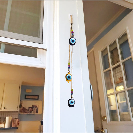 3 Tara Evil Eye Cow Bell  Hand- Painted Iron Hanging Bell - Cute Little Bells