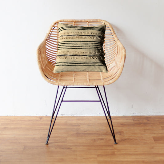 Boho Cotton Cushion Cover - Green Stripe