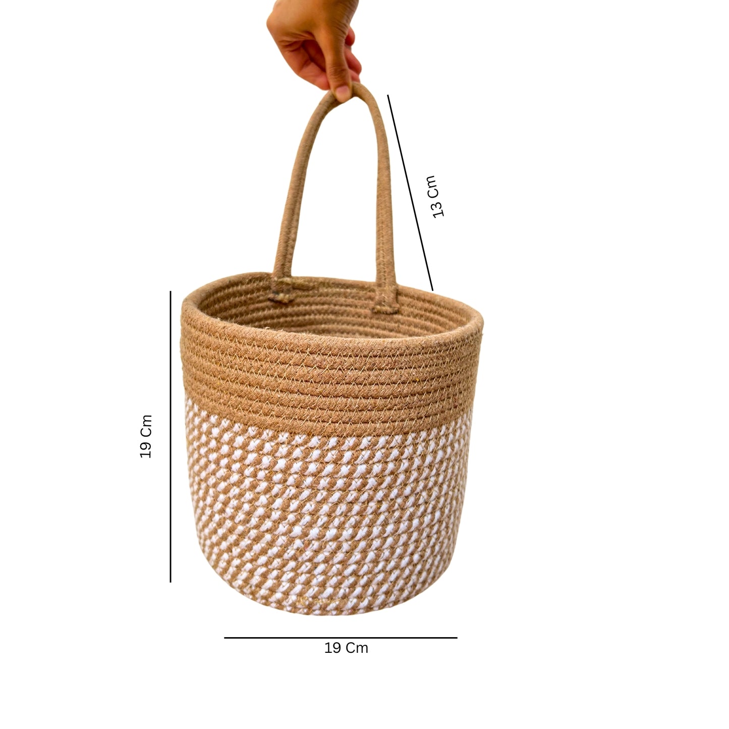 Wall Hanging Storage Basket- Set of 2 - White & Black (Combo) - jasmeyhomes