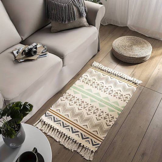 Bohemian Cotton Dhurrie | Floormat | 33X21 Inches