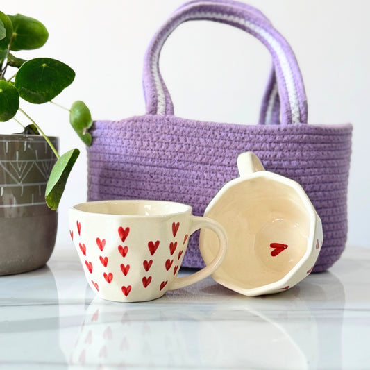 Heart Mug Set of 2 &  1 Lavender Basket ๐โ