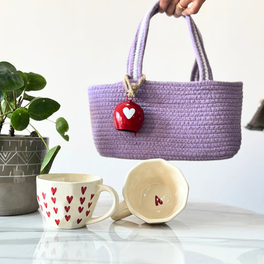 Heart Mug Set of 2, Lavender Basket -1 & Heart Bell ๐โ โค๏ธ