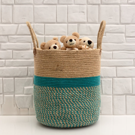 Multi-purpose Spacious Storage Basket- Teal - jasmeyhomes