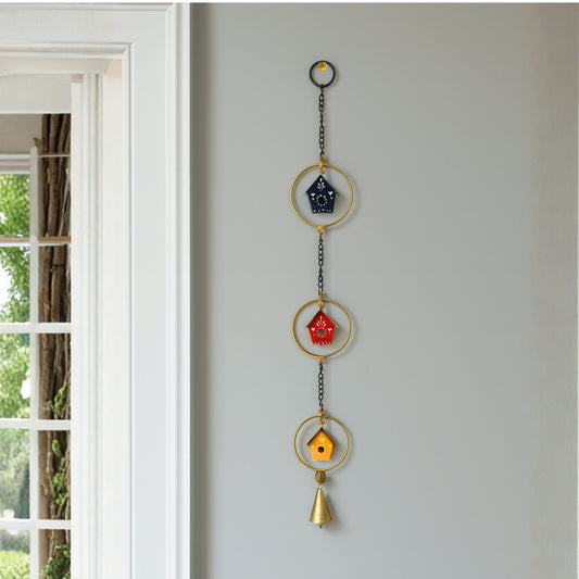 Tiny Home Melody - Hand Painted Hanging Ornaments For Home Decor, Wind Chimes- Set of 3 Blue