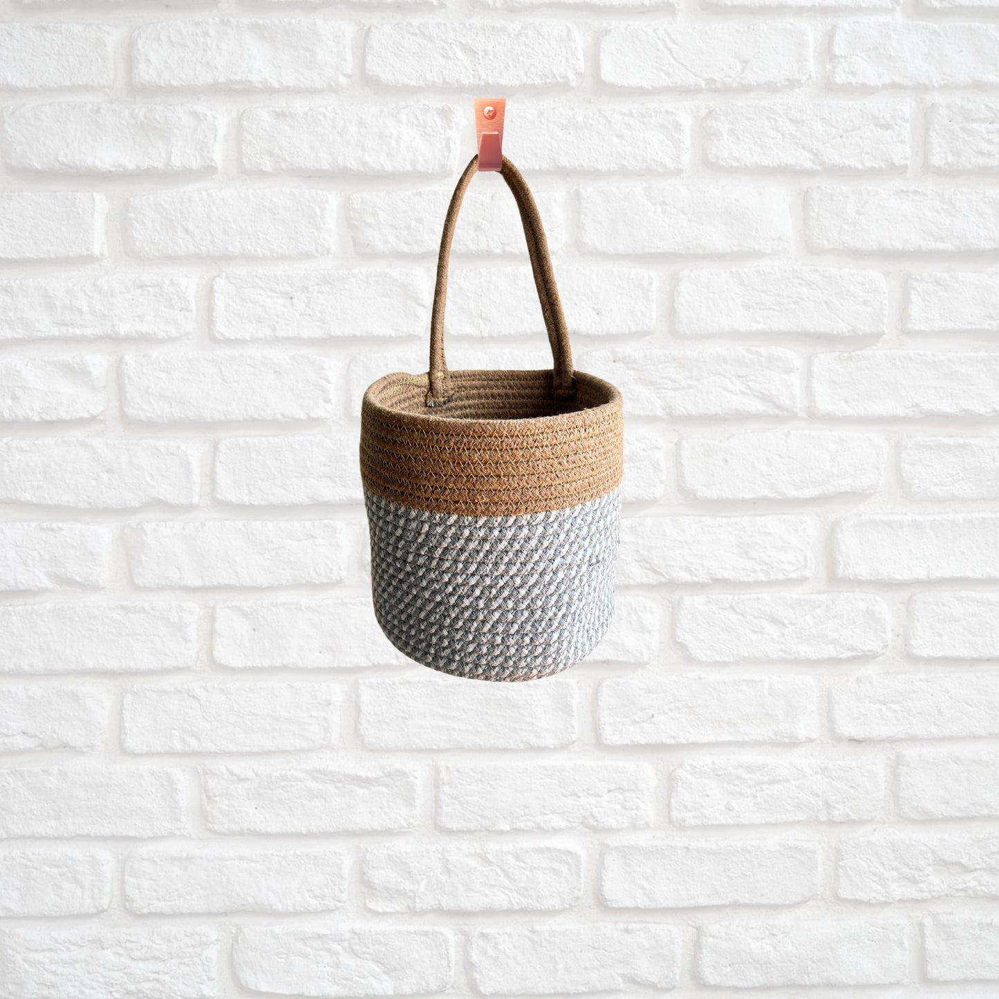 Wall Hanging Storage Basket- Grey & Beige