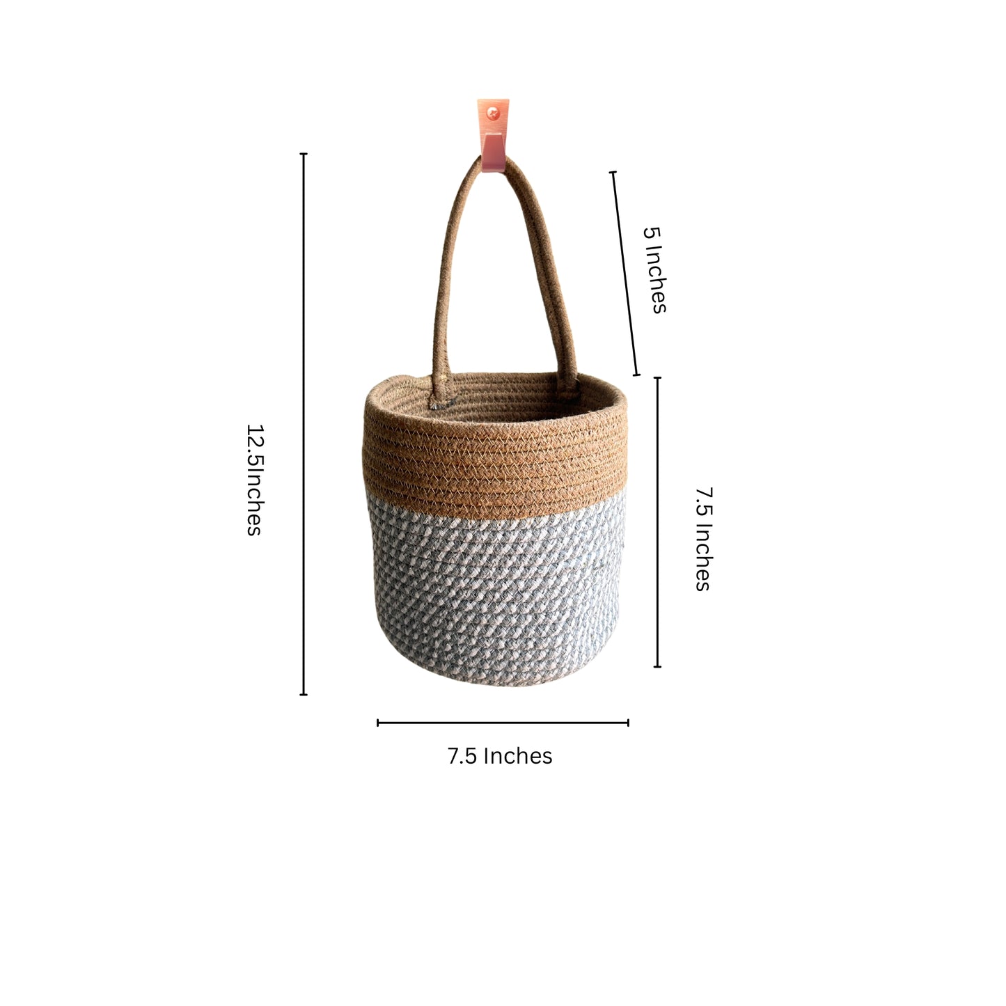 Wall Hanging Storage Basket- Grey & Beige