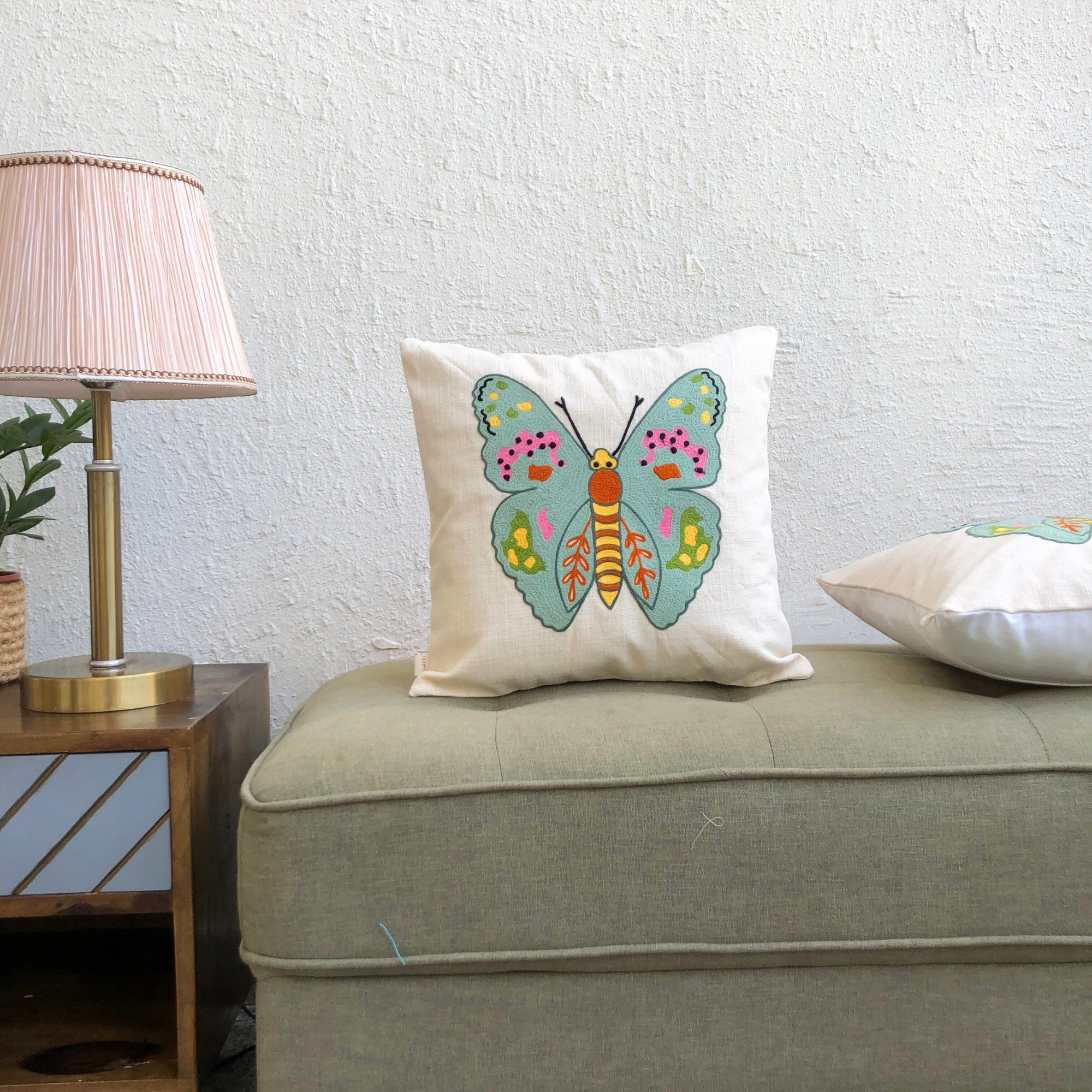 Embroidered Cushion Cover Butterfly – JASMEY HOMES