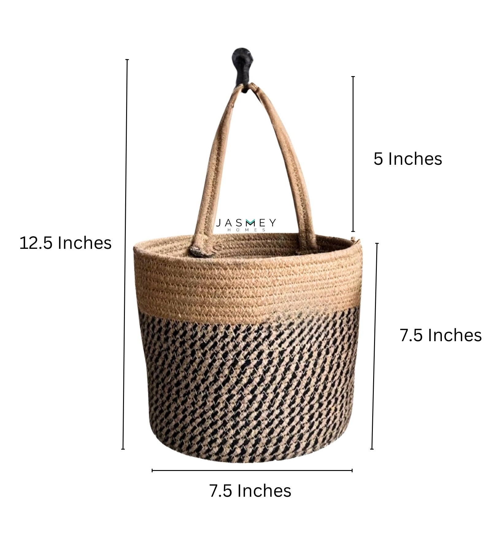 Wall Hanging Storage Basket- Black & Beige - jasmeyhomes