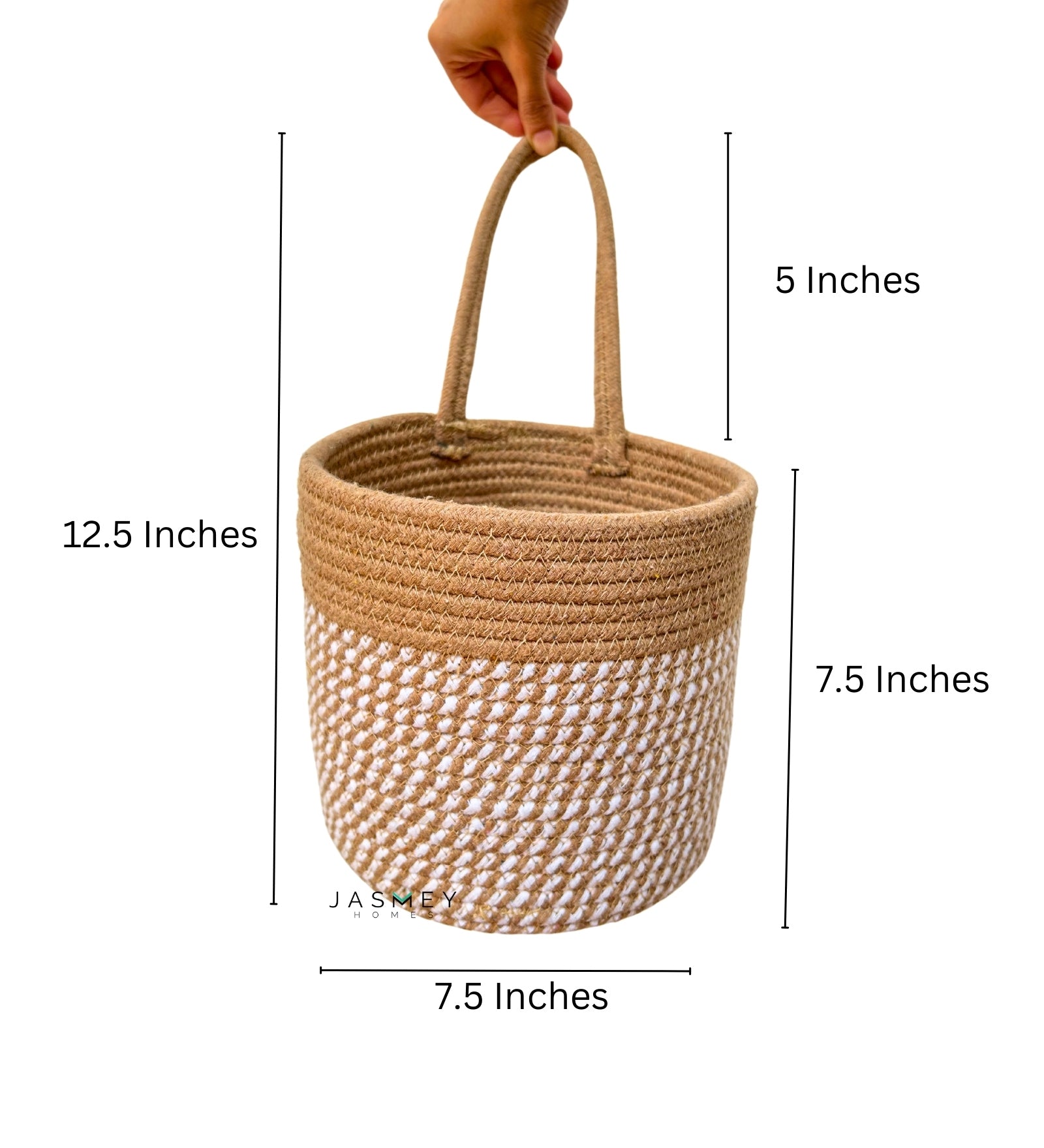 Wall Hanging Storage Basket-  White & Beige - jasmeyhomes