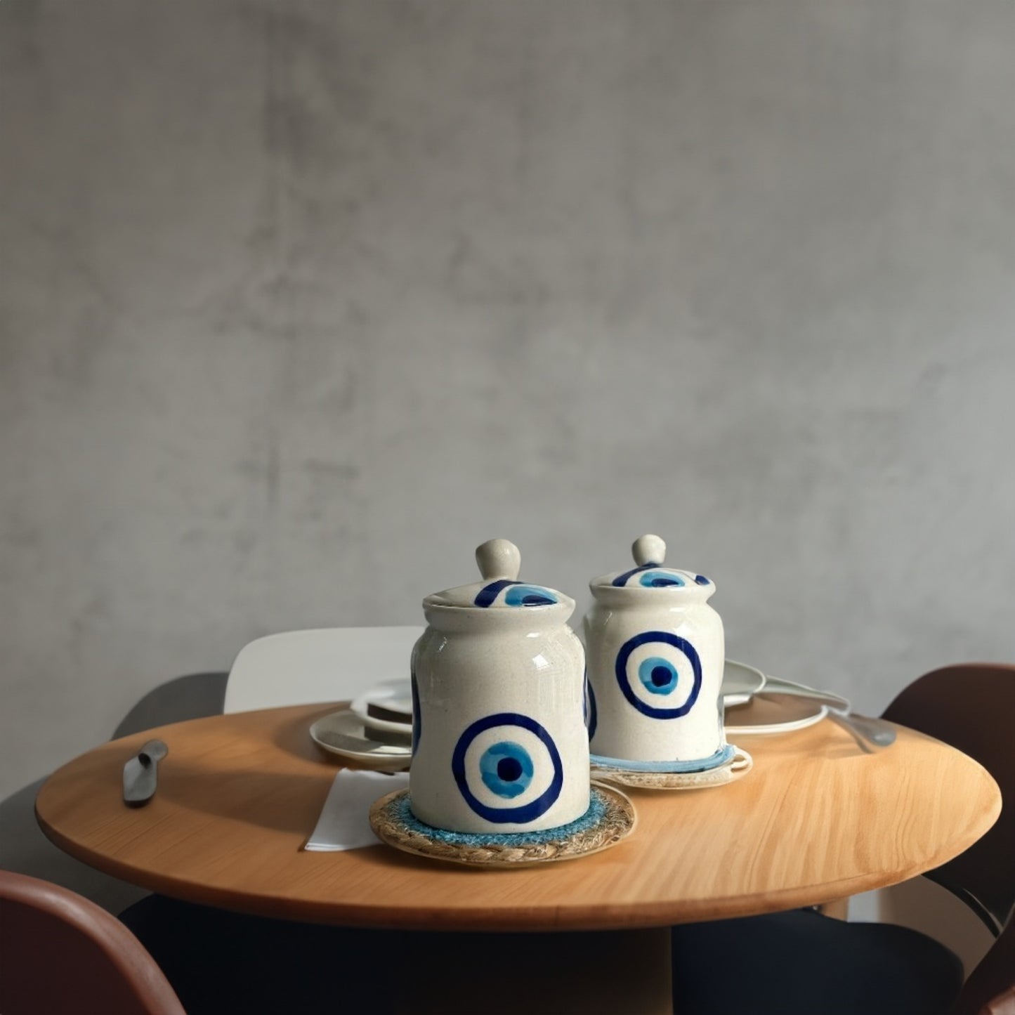Ceramic Evil Eye Pickle Jar- Set Of 2