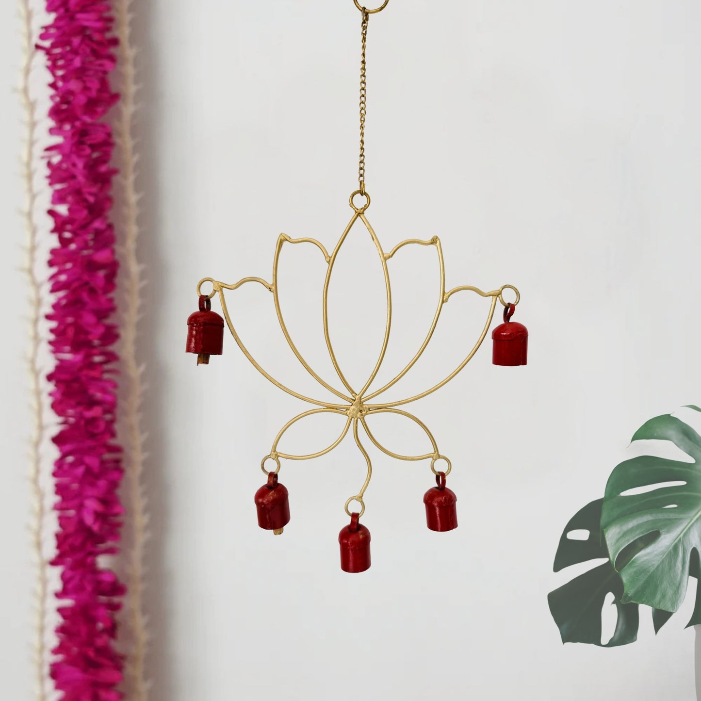 Lotus Copper Bell Wind Chime -Red Bell