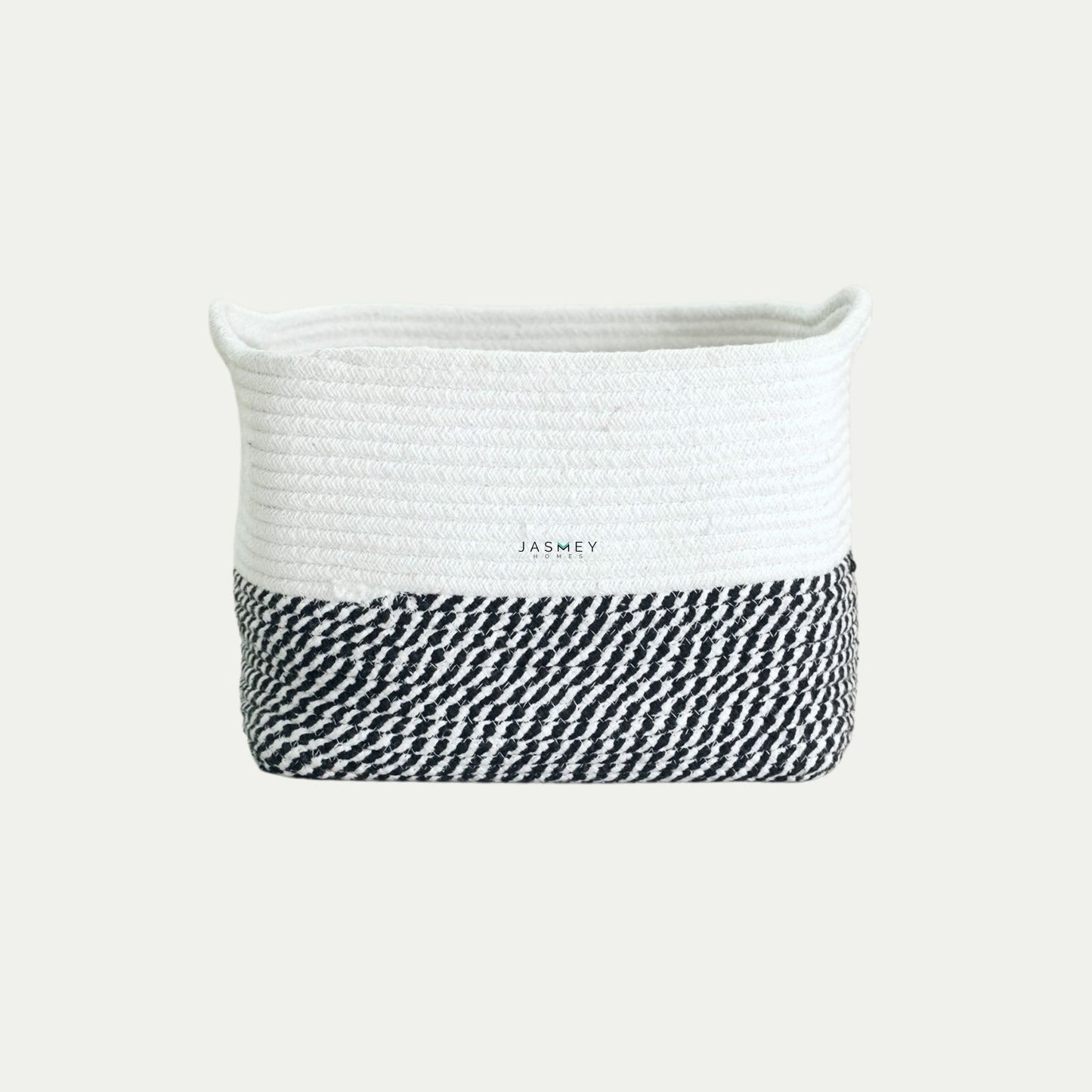 Rectangular White & Black Storage Basket - jasmeyhomes