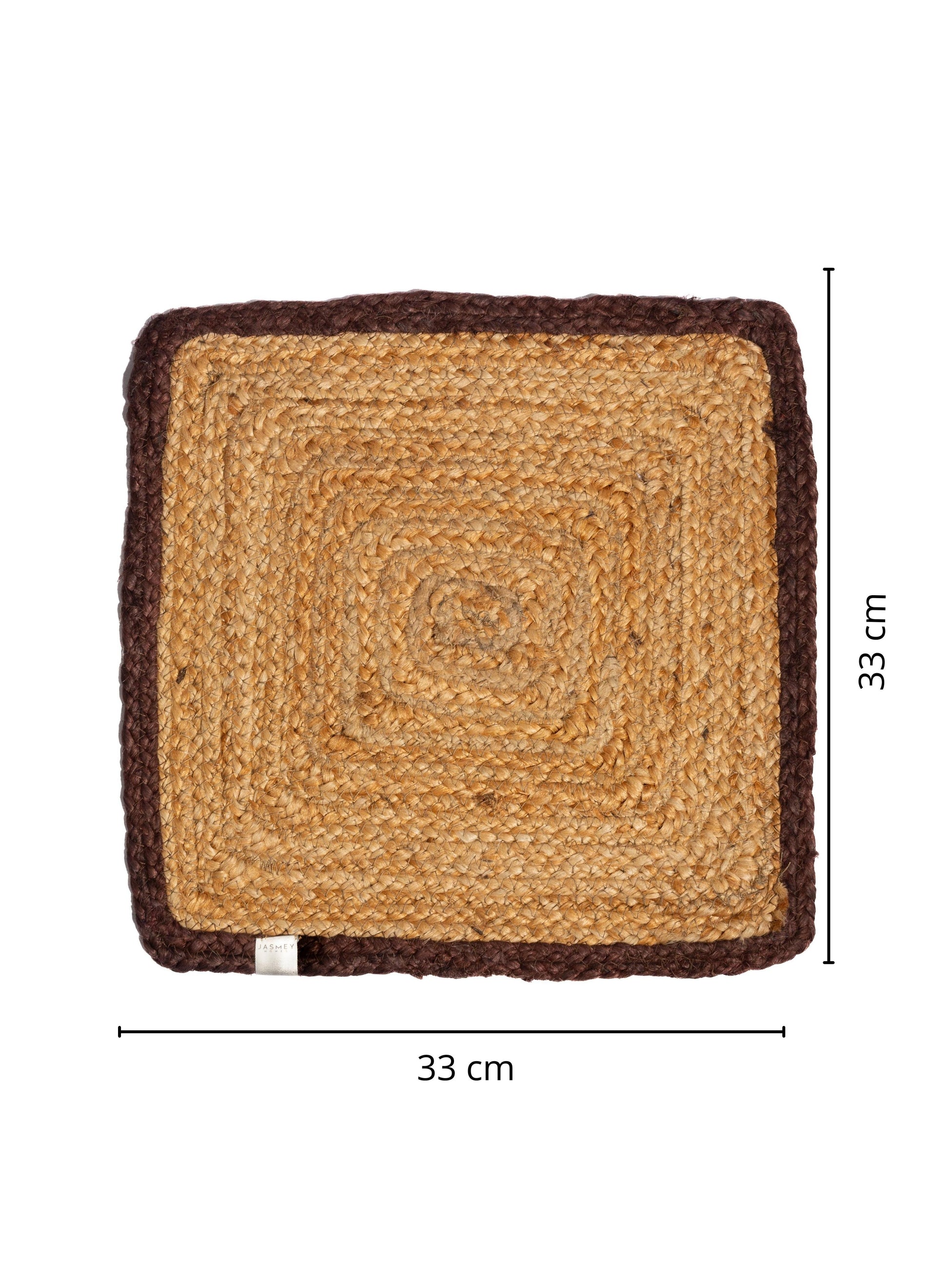 Jute Table Mats - Upper Crust Square 33cm - Brown - jasmeyhomes