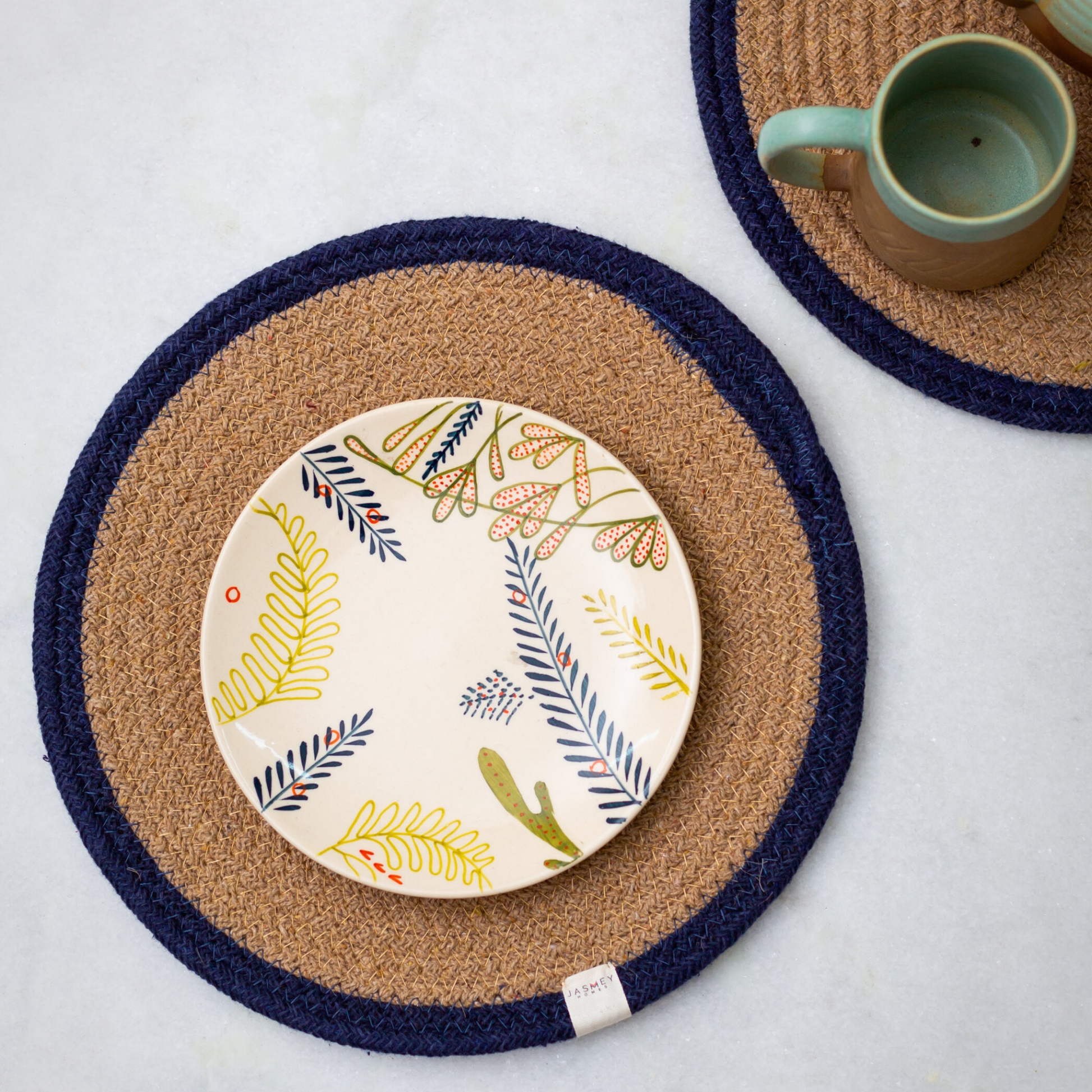Set of 2 Reversible Placemats- Outer Ring | Blue - jasmeyhomes