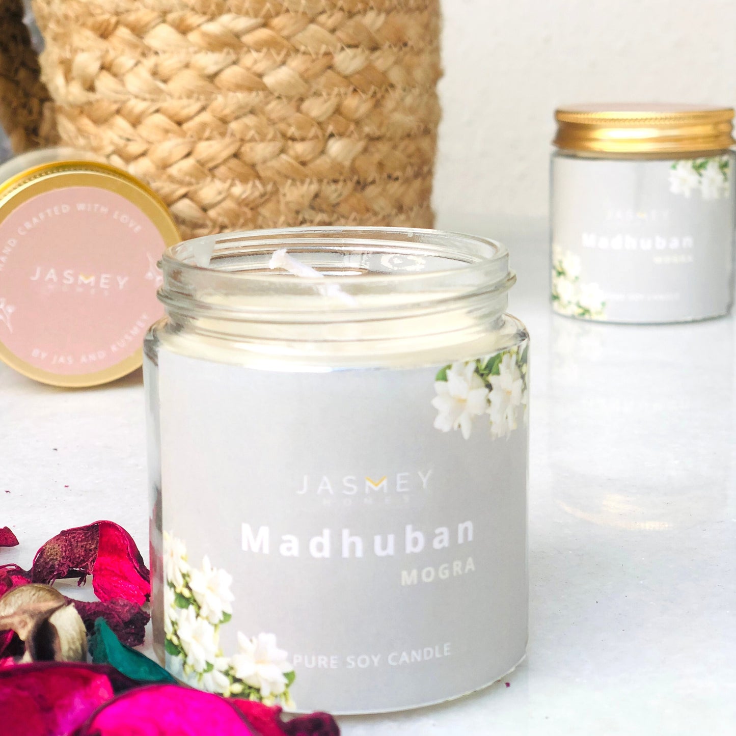 JASMEY HOMES | MOGRA SCENTED CANDLE - PURE SOY - jasmeyhomes