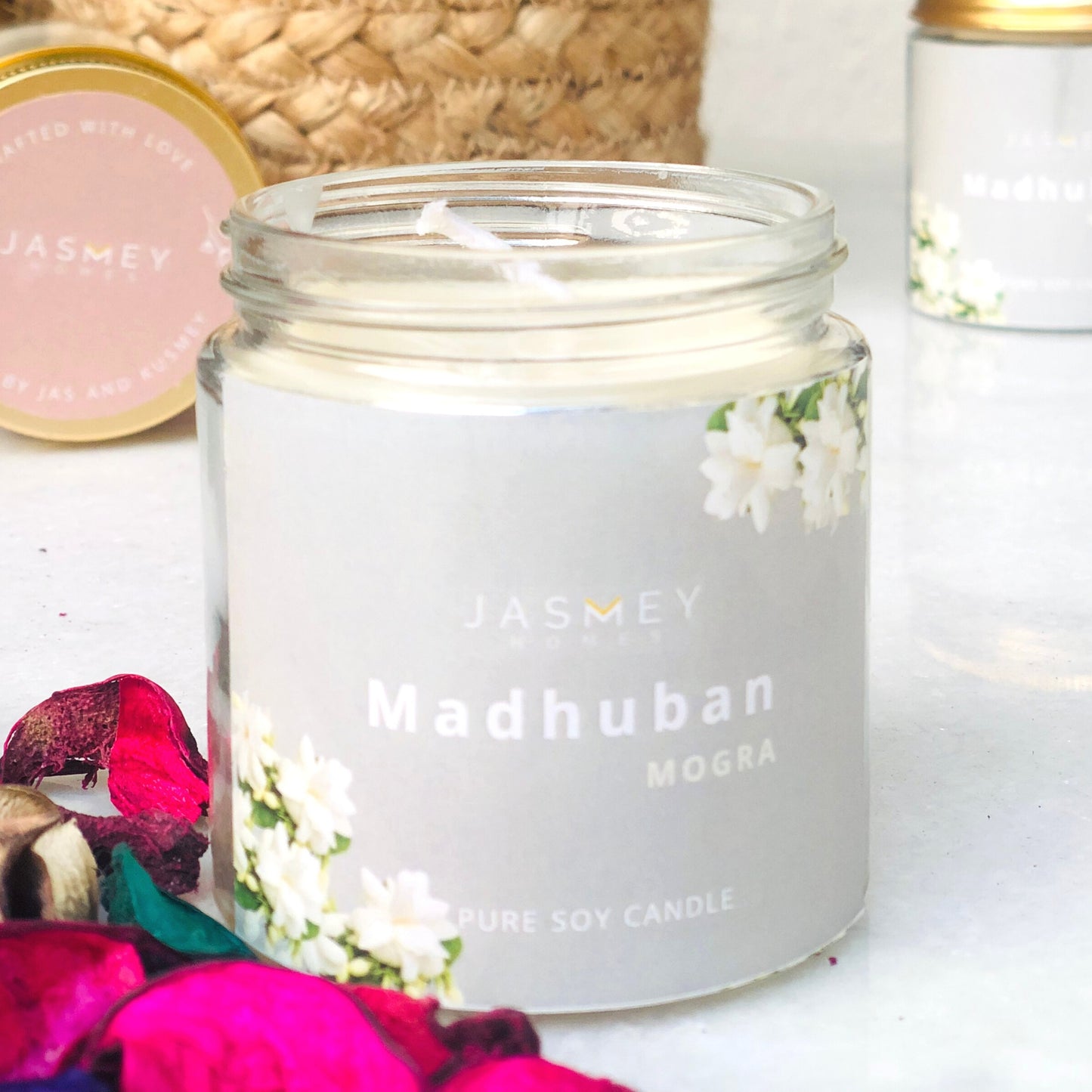 JASMEY HOMES | MOGRA SCENTED CANDLE - PURE SOY - jasmeyhomes
