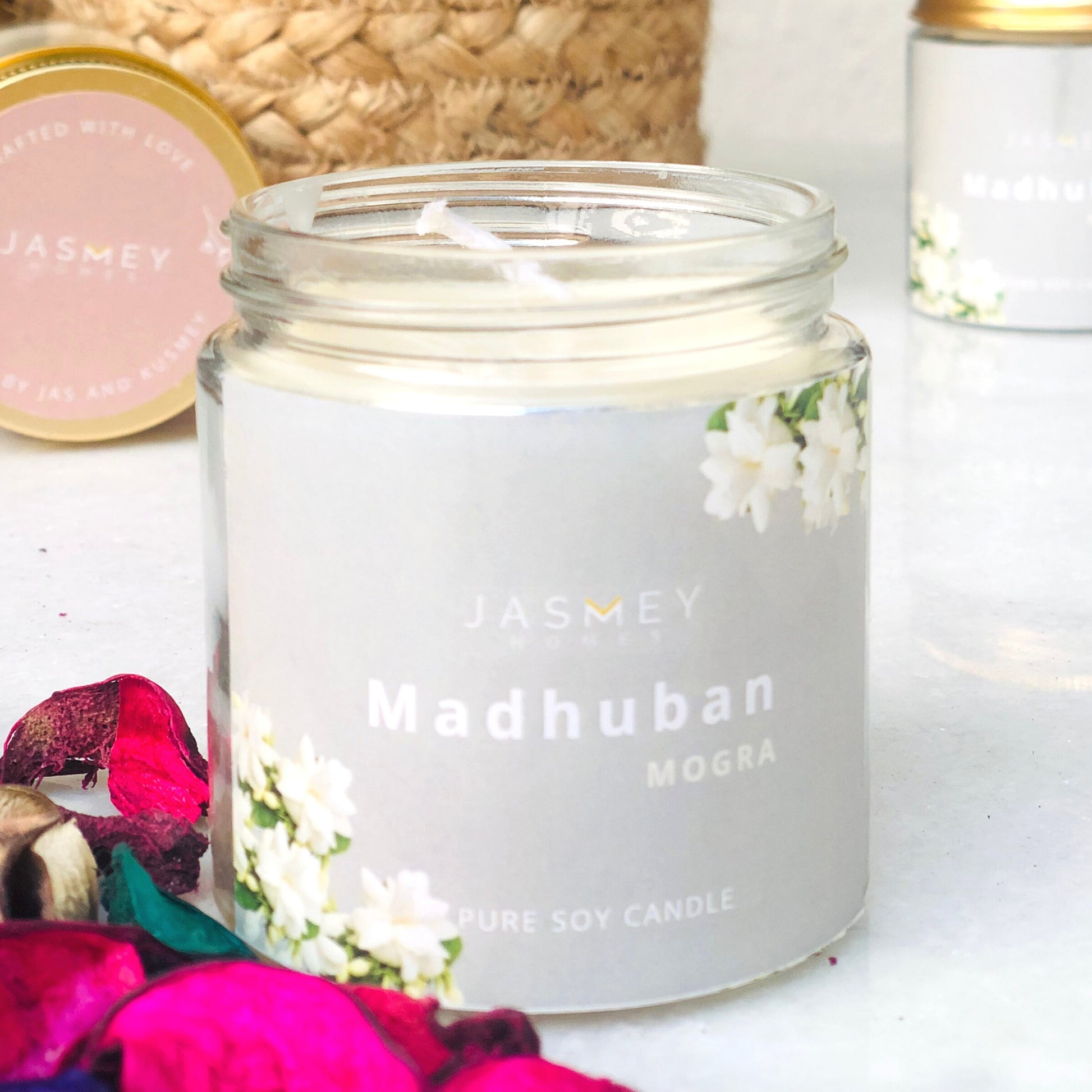 JASMEY HOMES | MOGRA SCENTED CANDLE - PURE SOY - jasmeyhomes