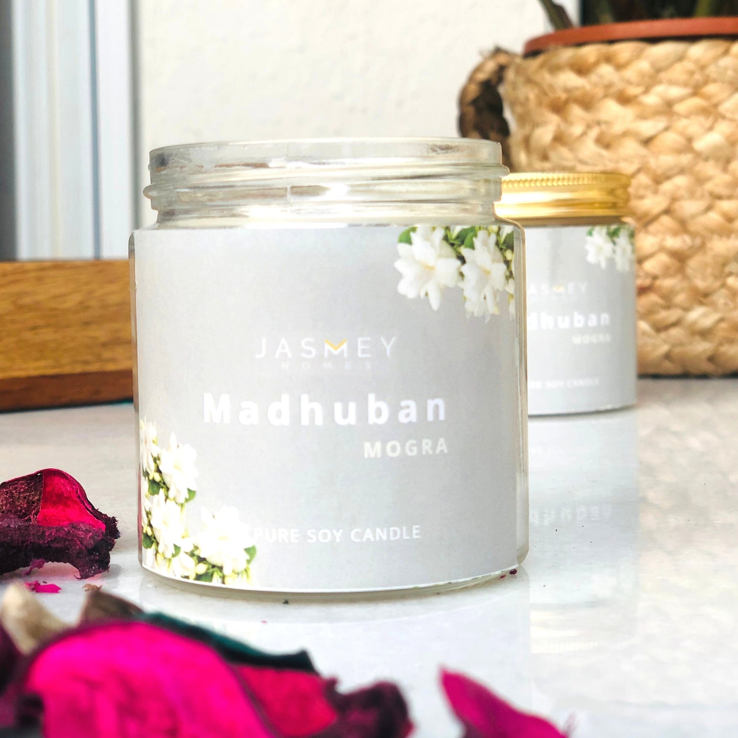 JASMEY HOMES | MOGRA SCENTED CANDLE - PURE SOY - jasmeyhomes